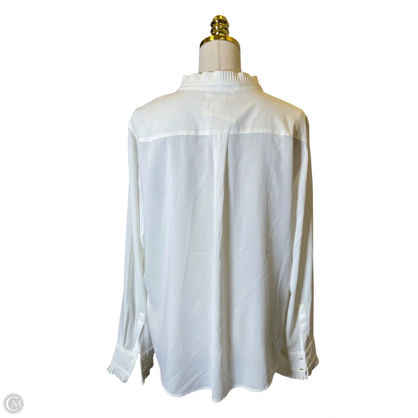 Top Long Sleeve By Calvin Klein In White, Size: Xl