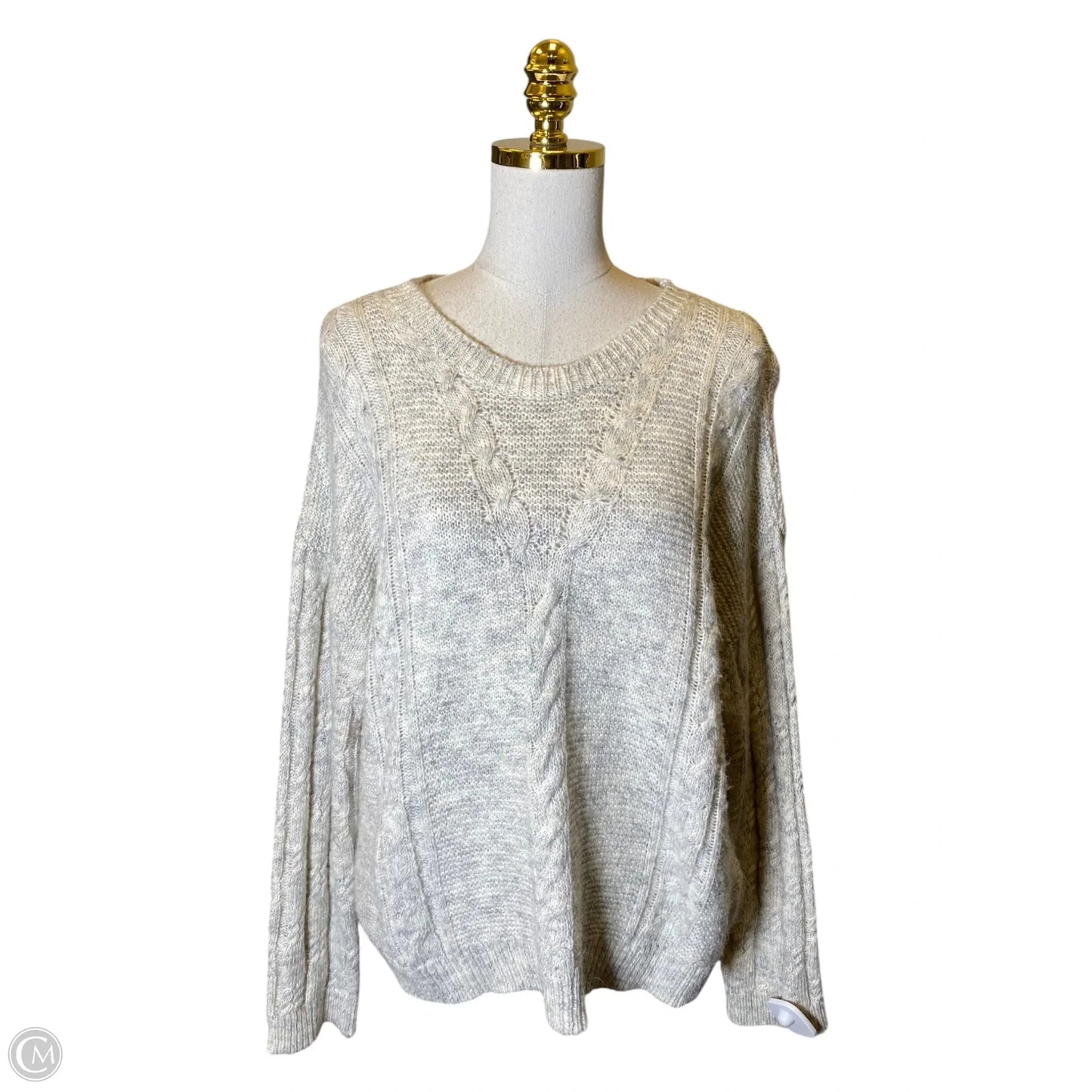 Sweater By Lucky Brand In Grey & White, Size: Xl