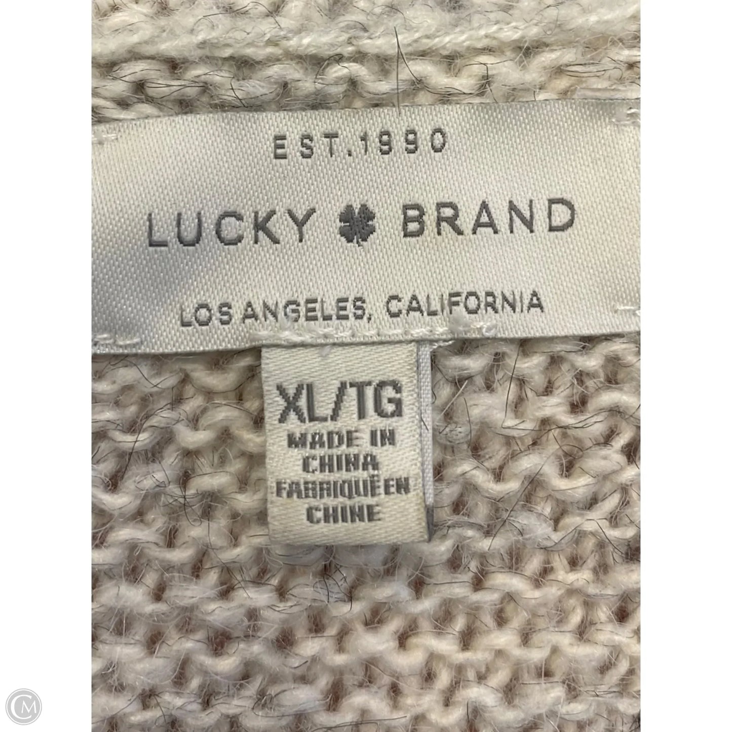 Sweater By Lucky Brand In Grey & White, Size: Xl