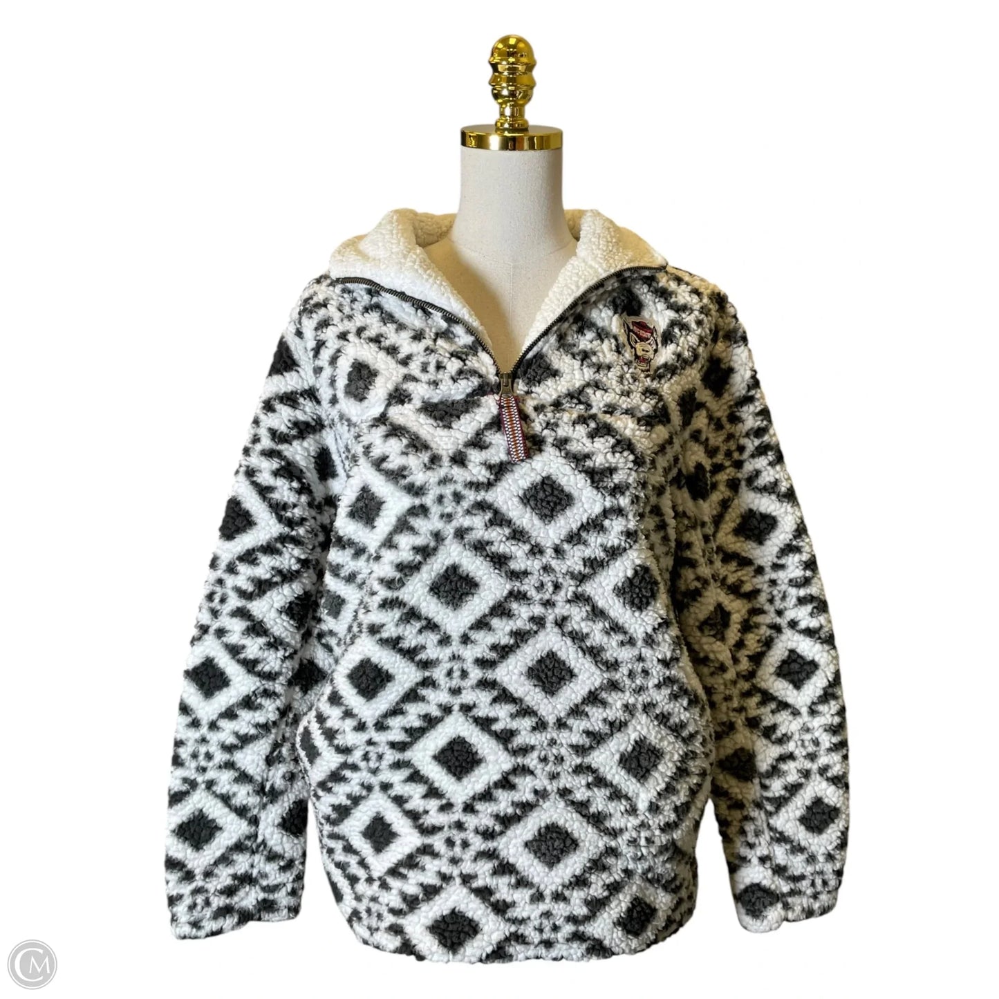 Jacket Faux Fur & Sherpa By Pressbox In Black & White, Size: S