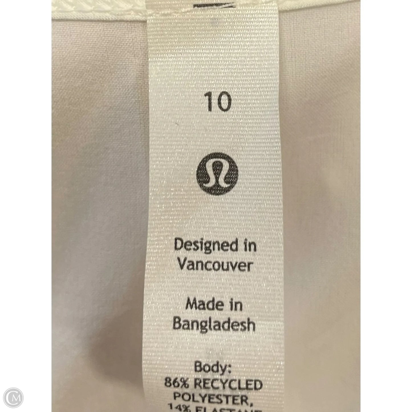 Athletic Tank Top By Lululemon In White, Size: 10