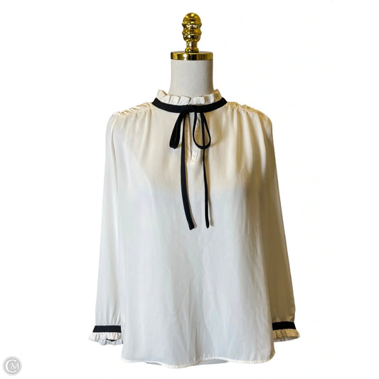 Top Long Sleeve By Loft In Black & Cream, Size: Mp