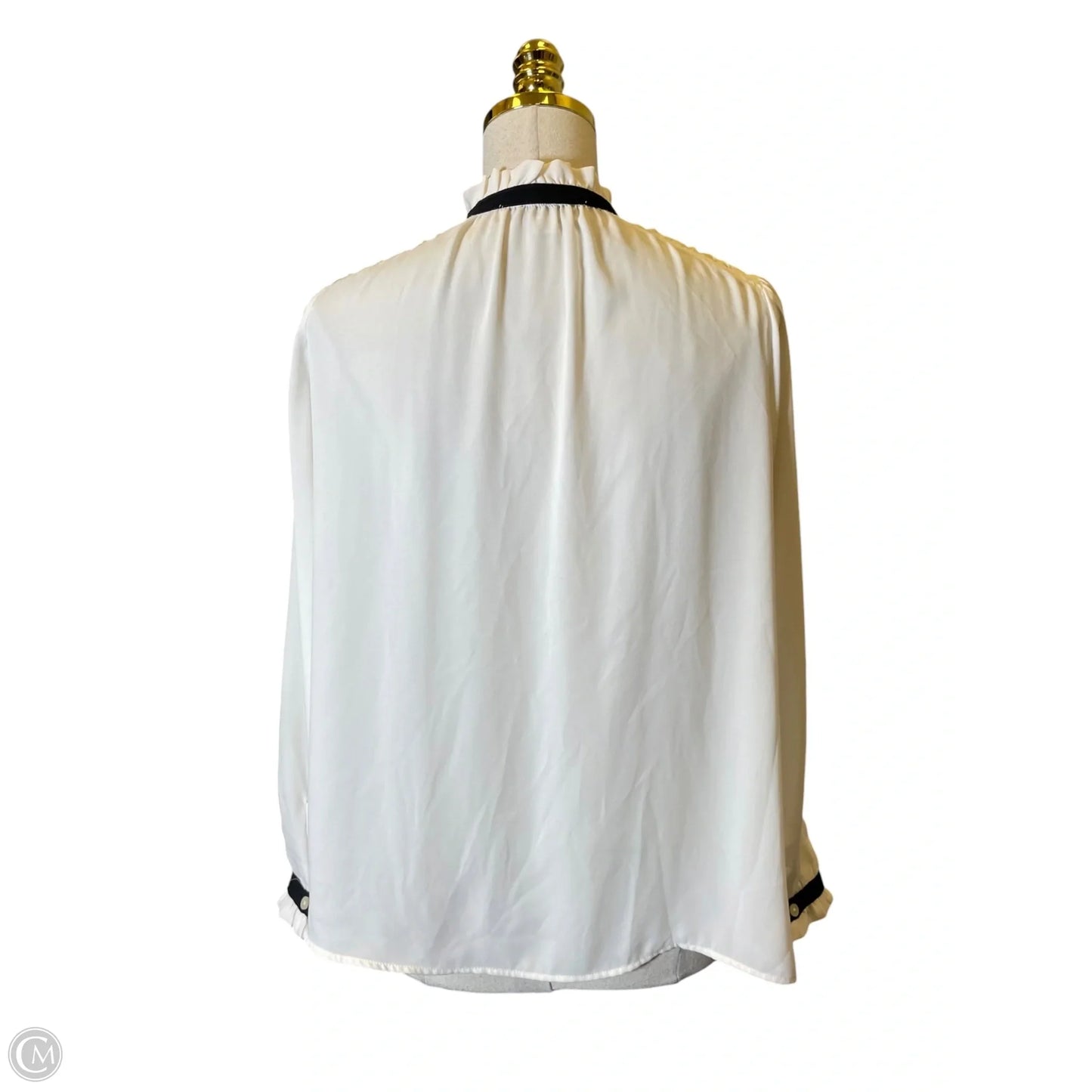 Top Long Sleeve By Loft In Black & Cream, Size: Mp