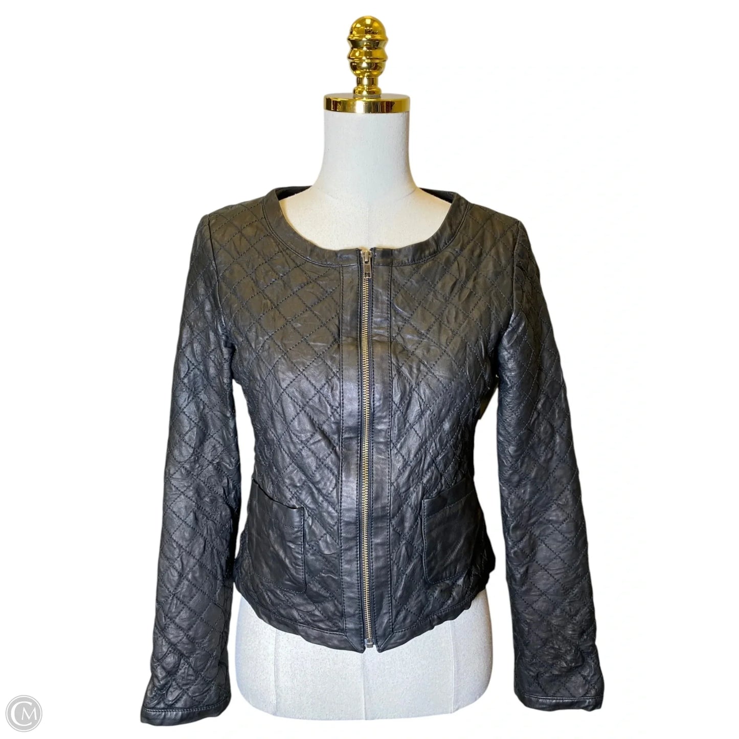 Jacket Leather By Hinge In Black, Size: M
