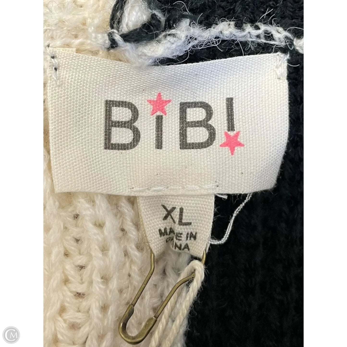 Sweater By Bibi In Black & Cream, Size: Xl