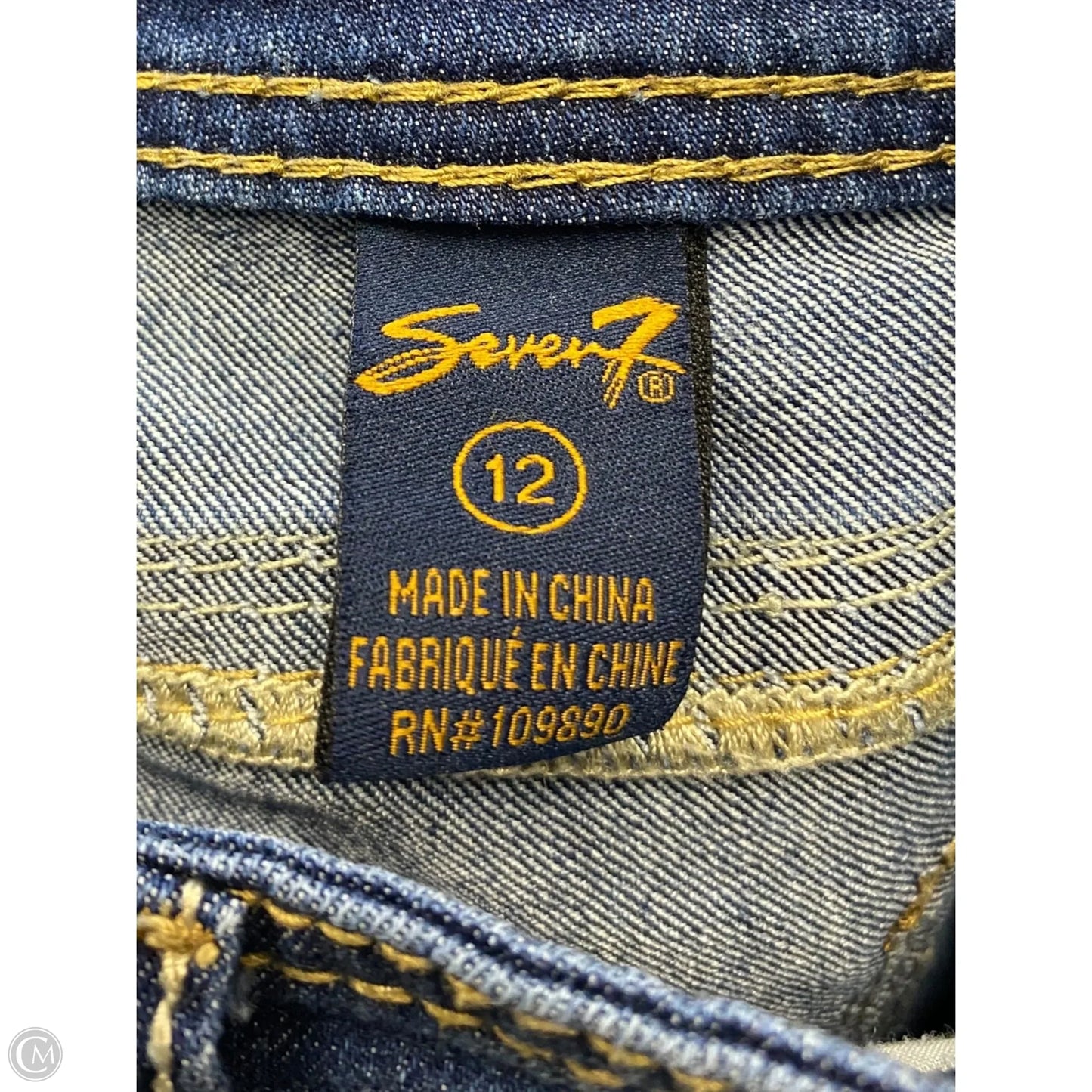 Jeans Straight By Seven 7 In Blue Denim, Size: 12