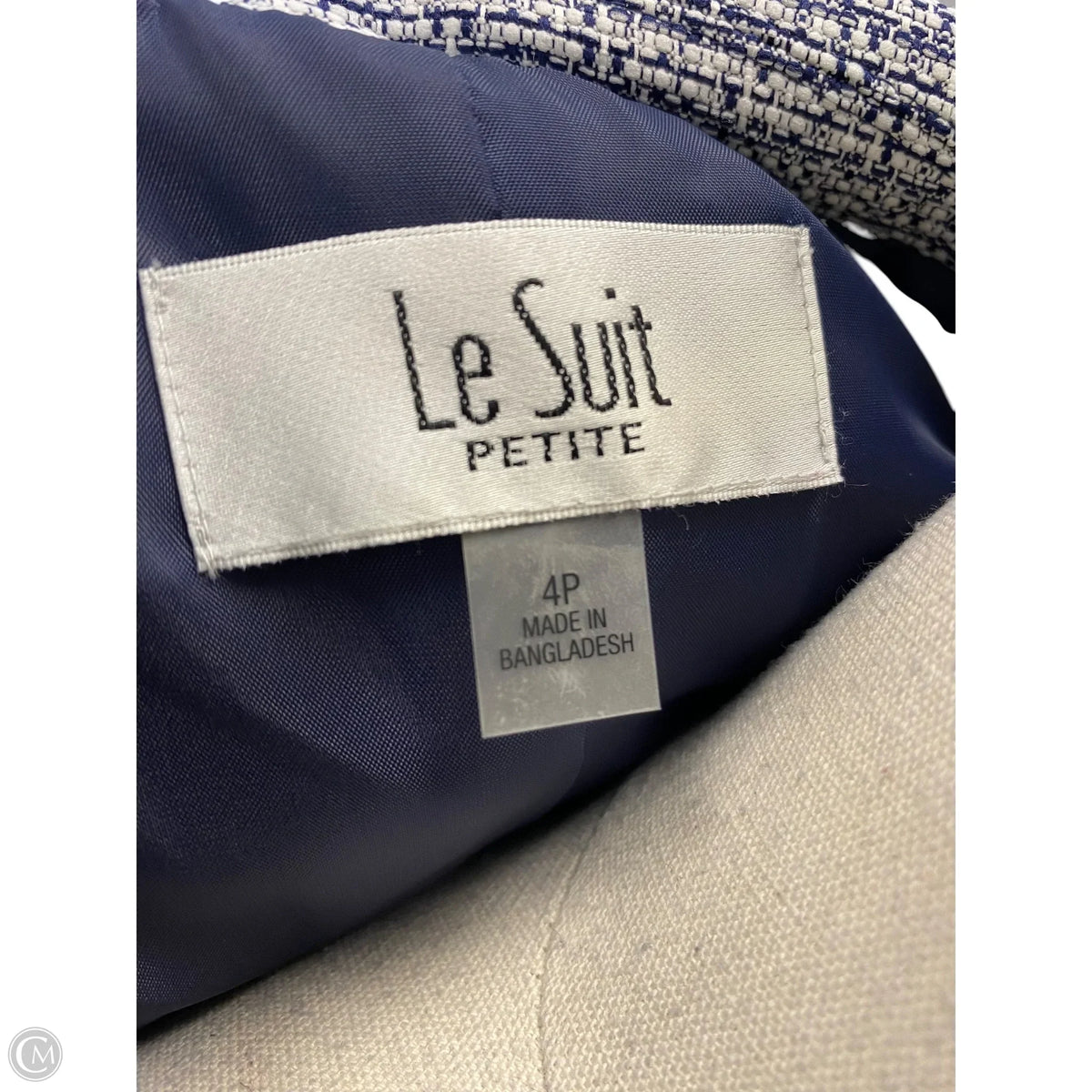 Blazer By Le Suit In Blue & White, Size: 4p
