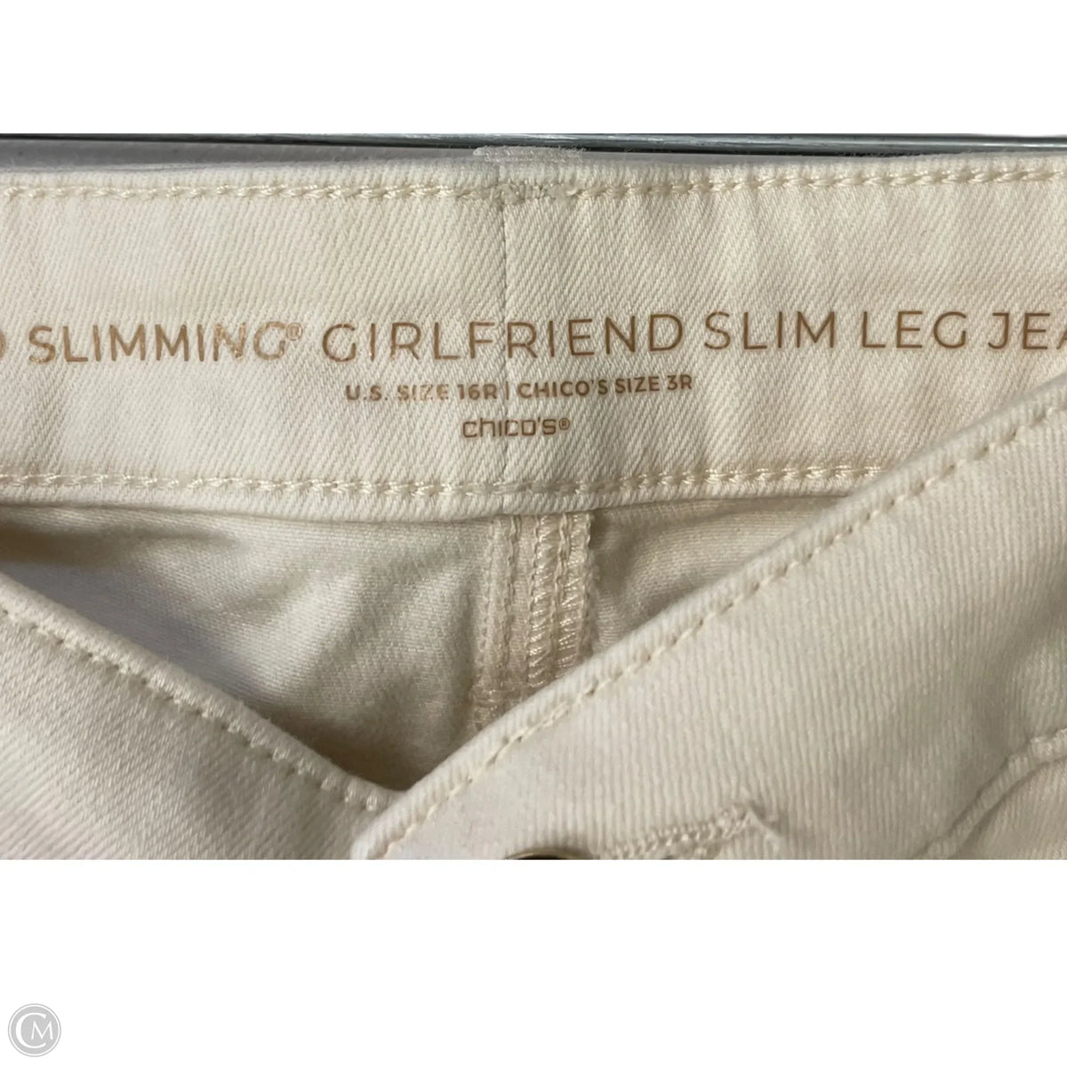 Jeans Straight By Chicos In Cream, Size: 16