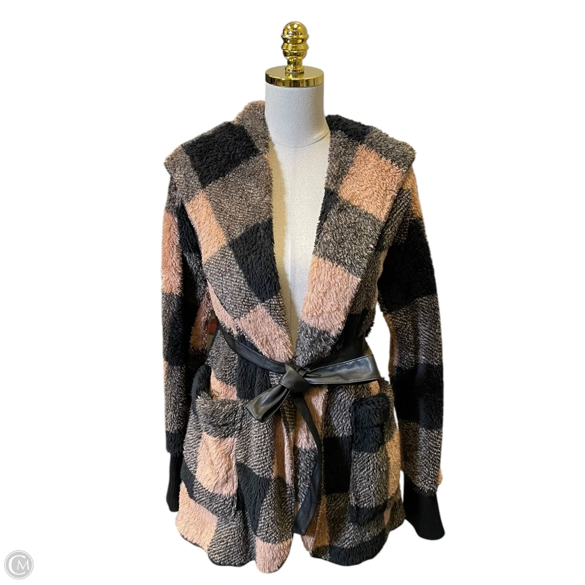 Sweater Cardigan By Grace & Lace In Plaid Pattern, Size: S