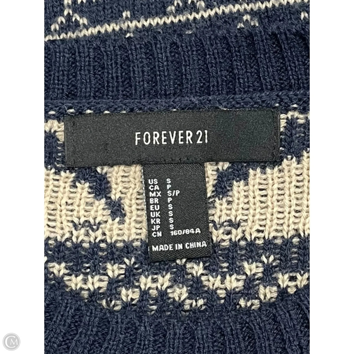 Sweater By Forever 21 In Blue & Cream, Size: S