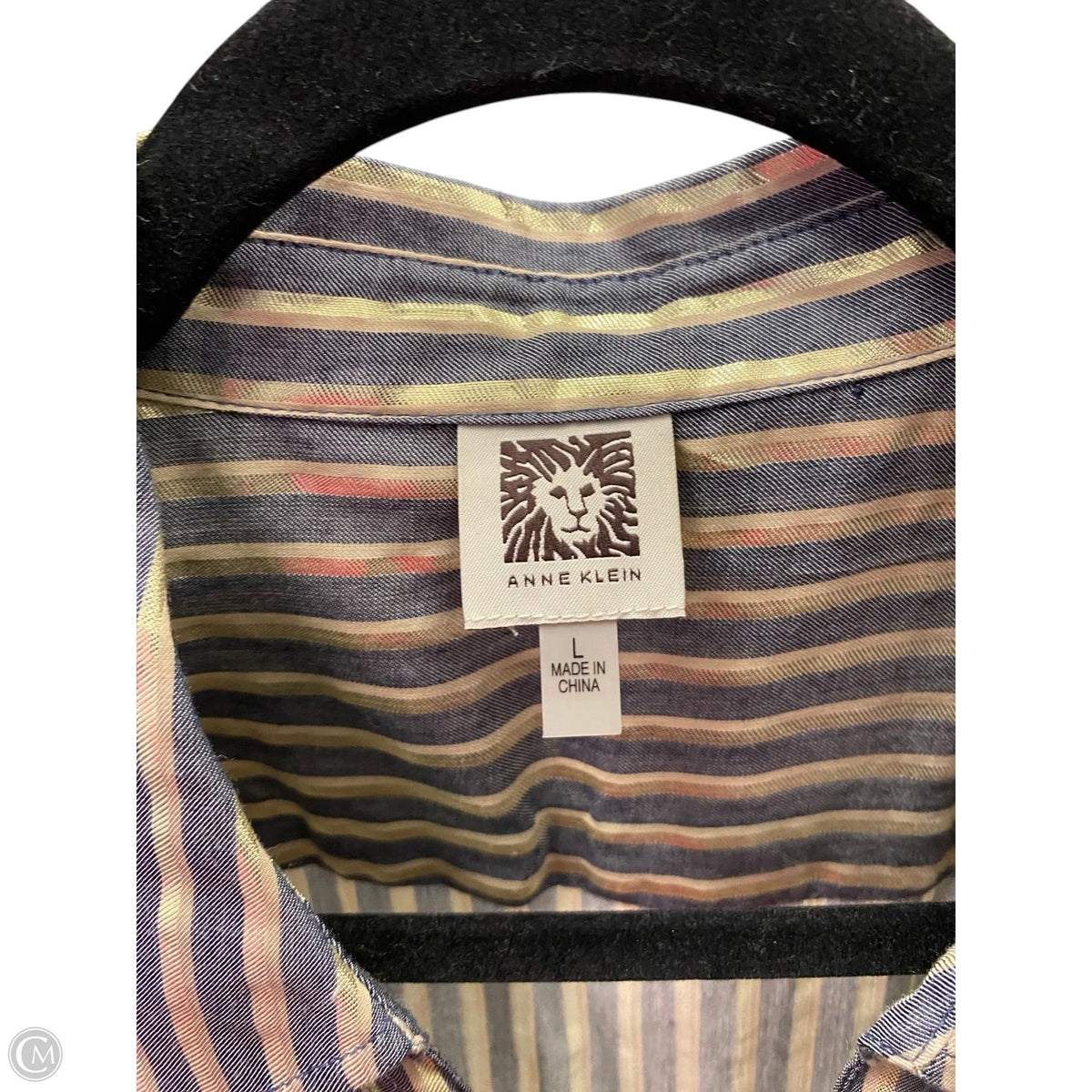 Top Long Sleeve By Anne Klein In Striped Pattern, Size: L
