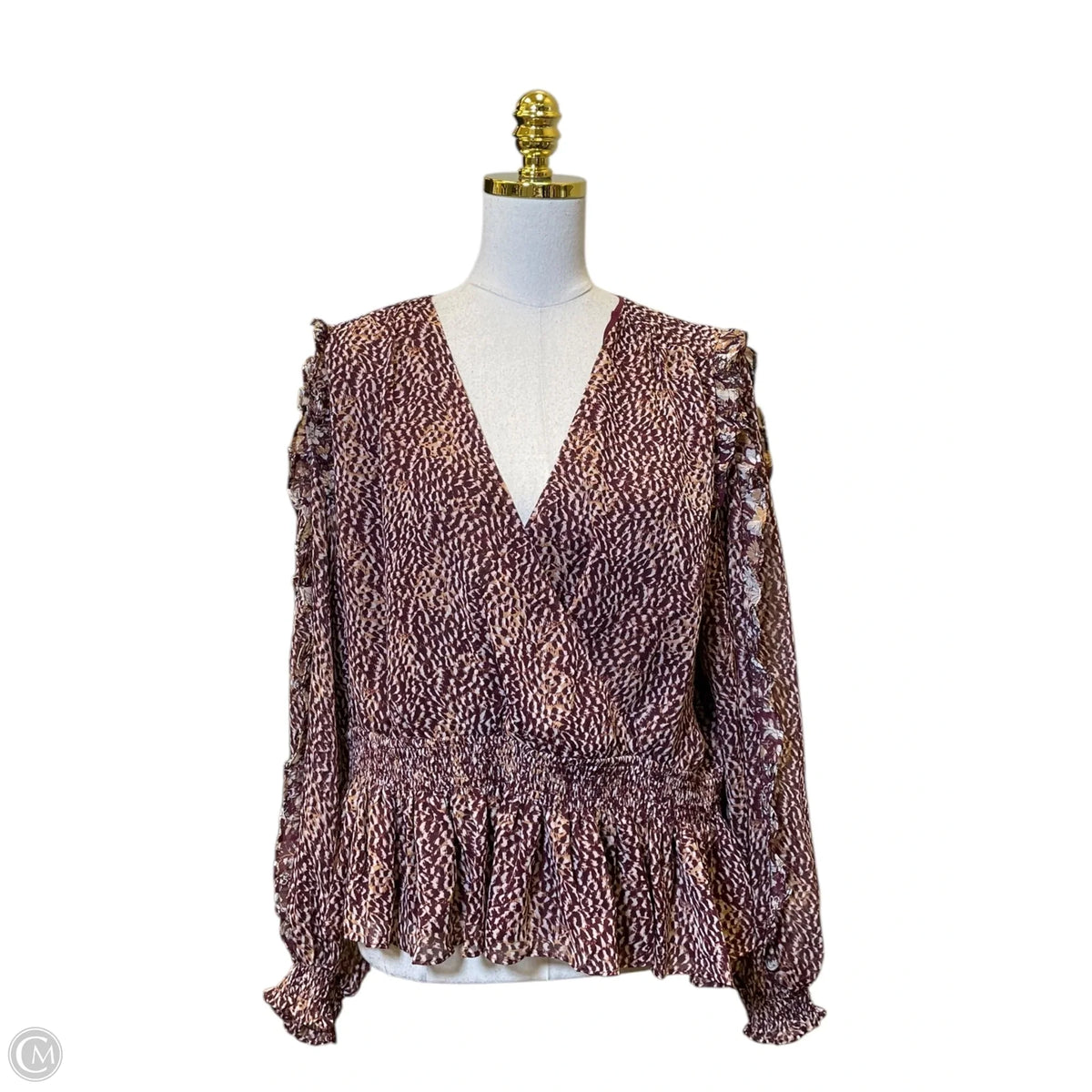 Top Long Sleeve By Express In Maroon, Size: Xl