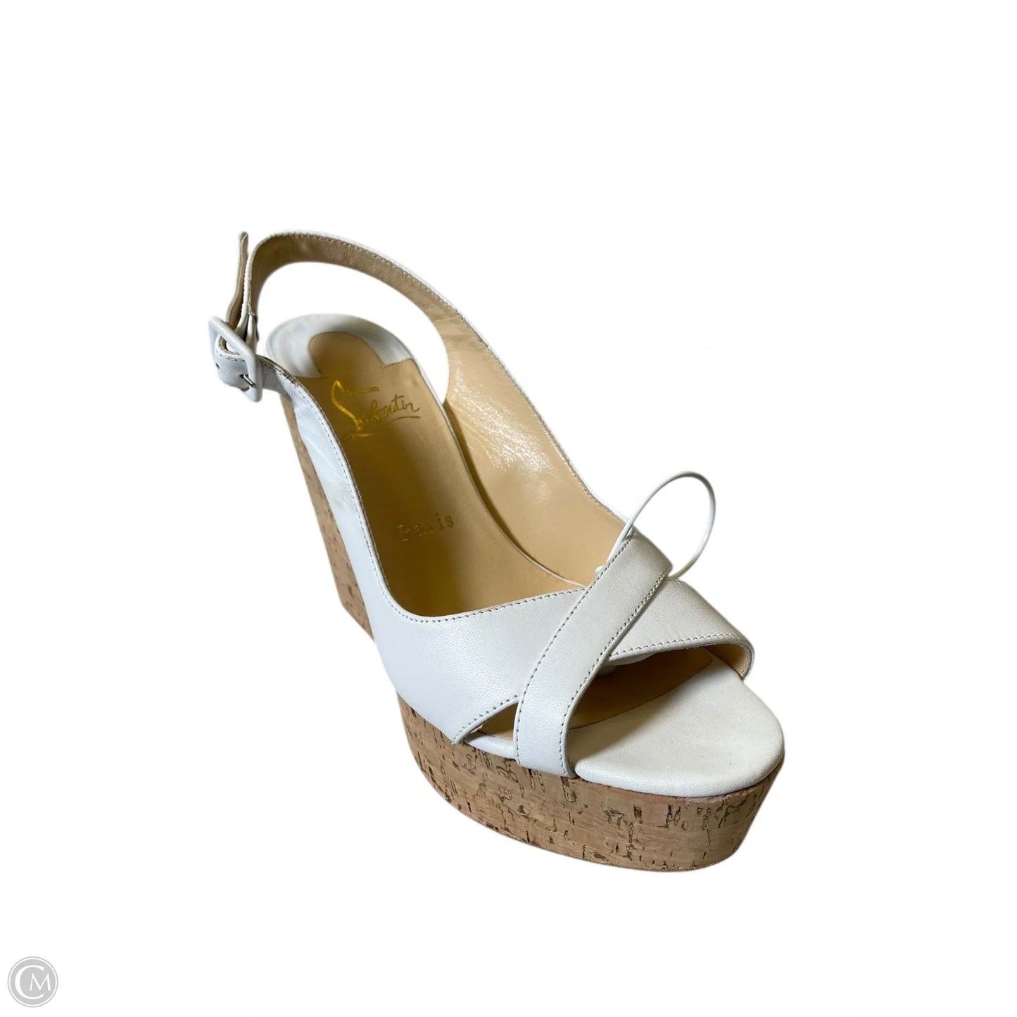 Sandals Luxury Designer By Christian Louboutin In White, Size: 8.5