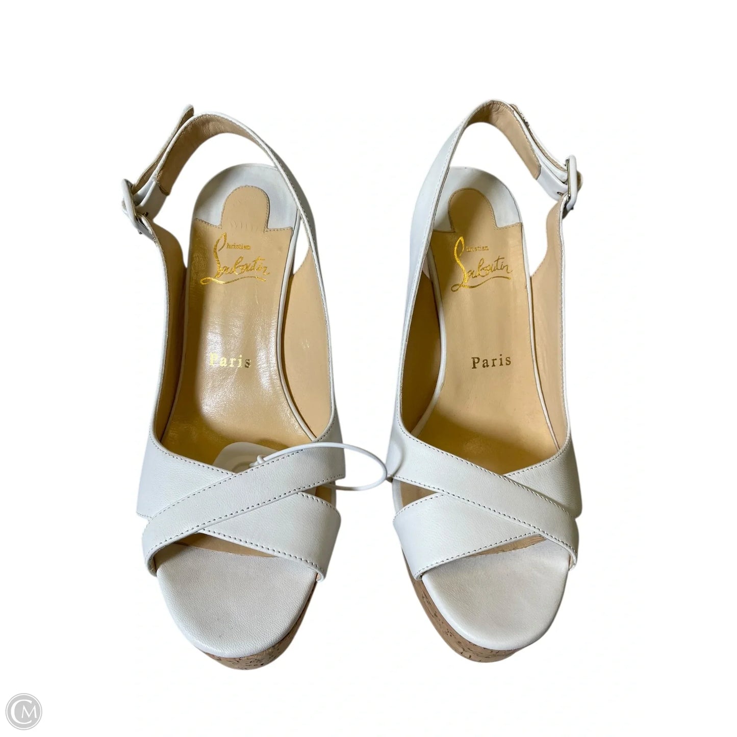 Sandals Luxury Designer By Christian Louboutin In White, Size: 8.5