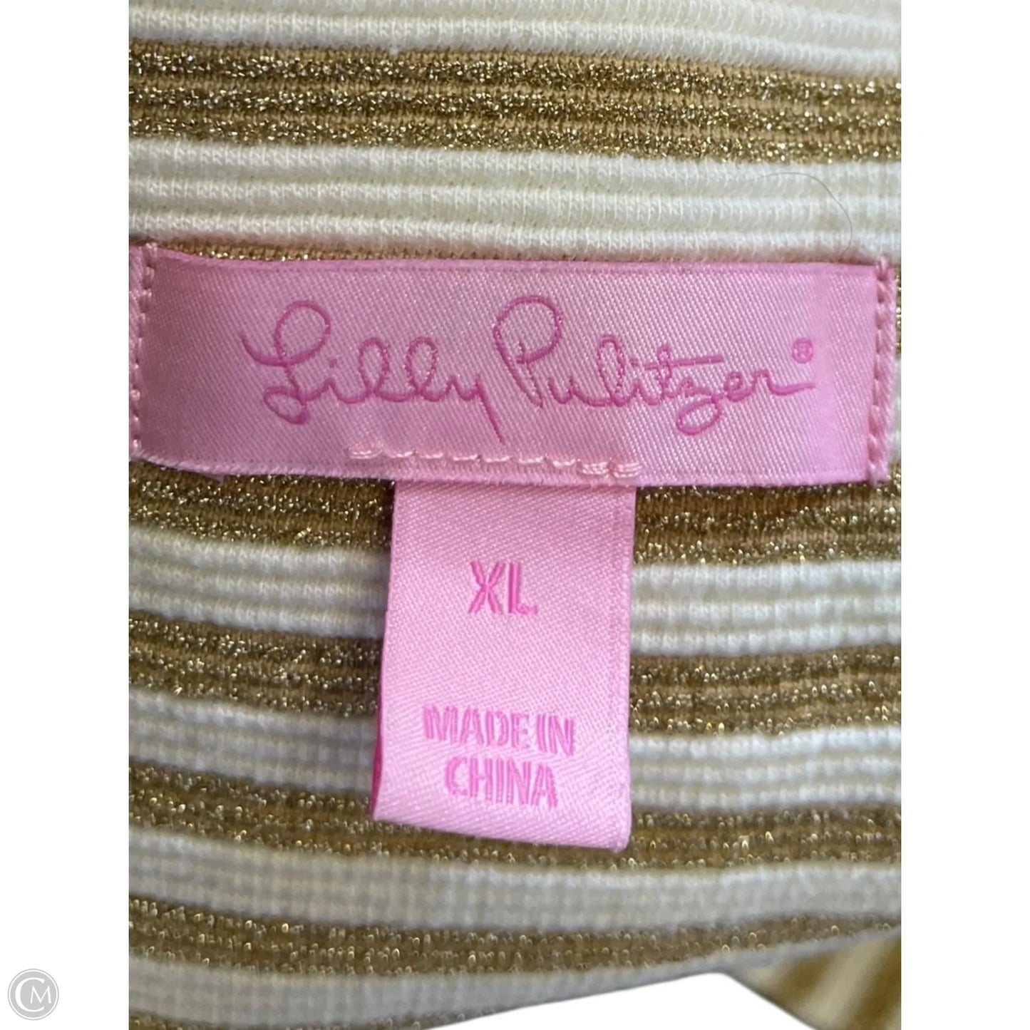 Dress Designer By Lilly Pulitzer In Gold & White, Size: Xl