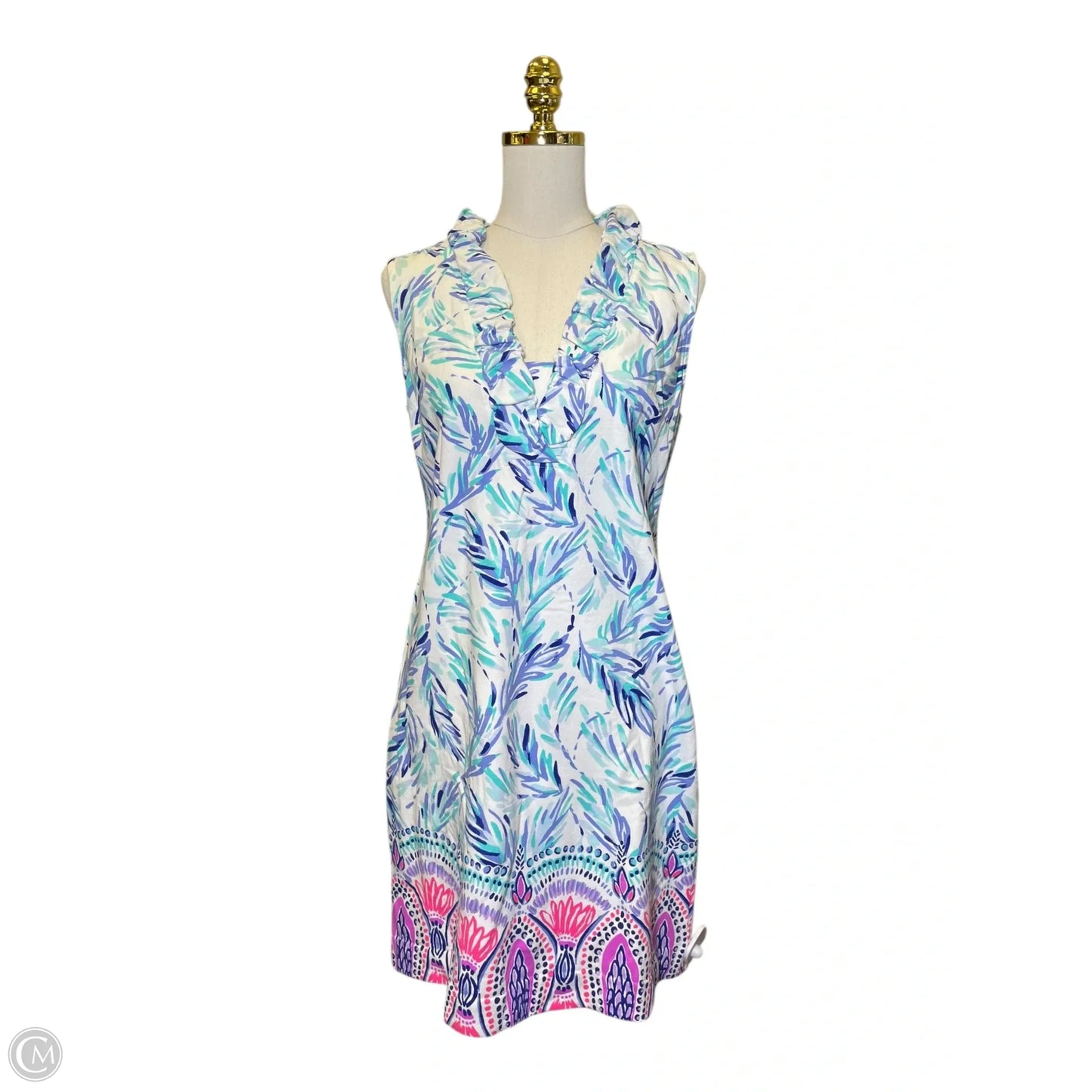 Dress Designer By Lilly Pulitzer In Blue & White, Size: L