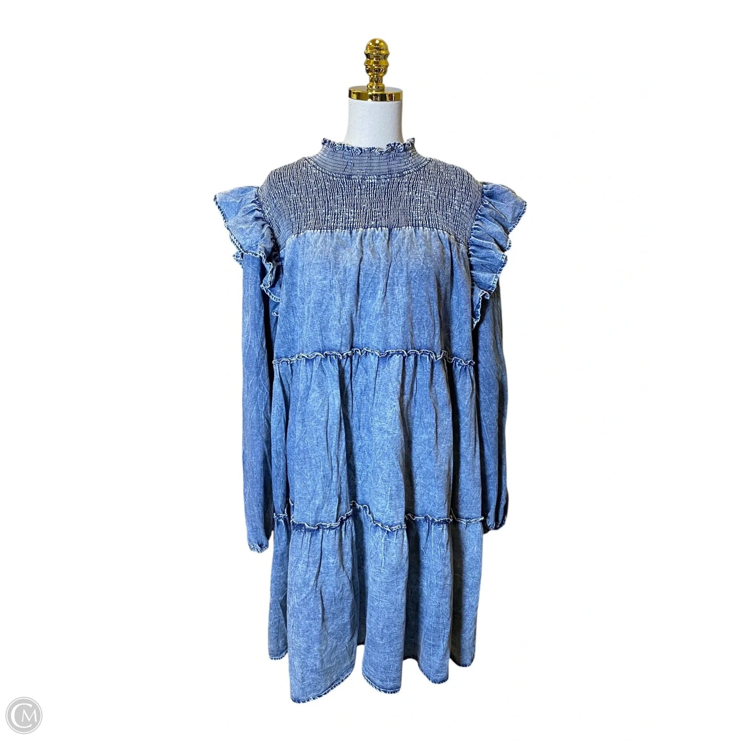 Dress Casual Midi By Oddi In Blue Denim, Size: 3x