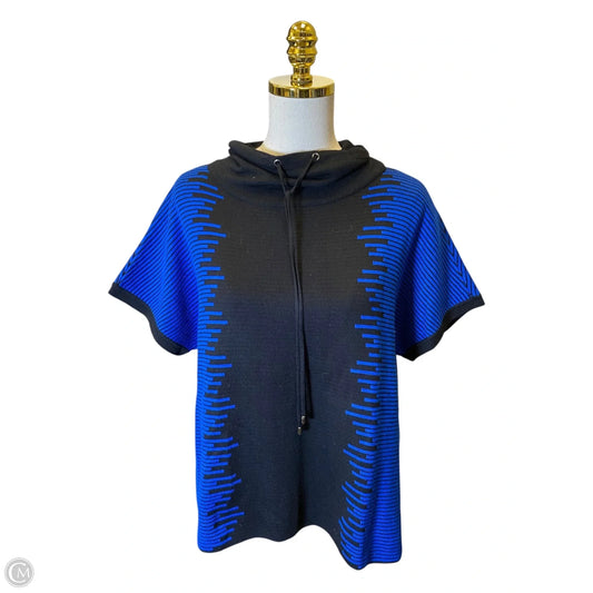 Top Short Sleeve Designer By St. John In Black & Blue, Size: S