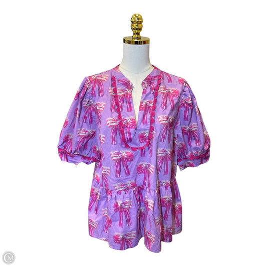 Top Short Sleeve By Entro In Pink & Purple, Size: 2x