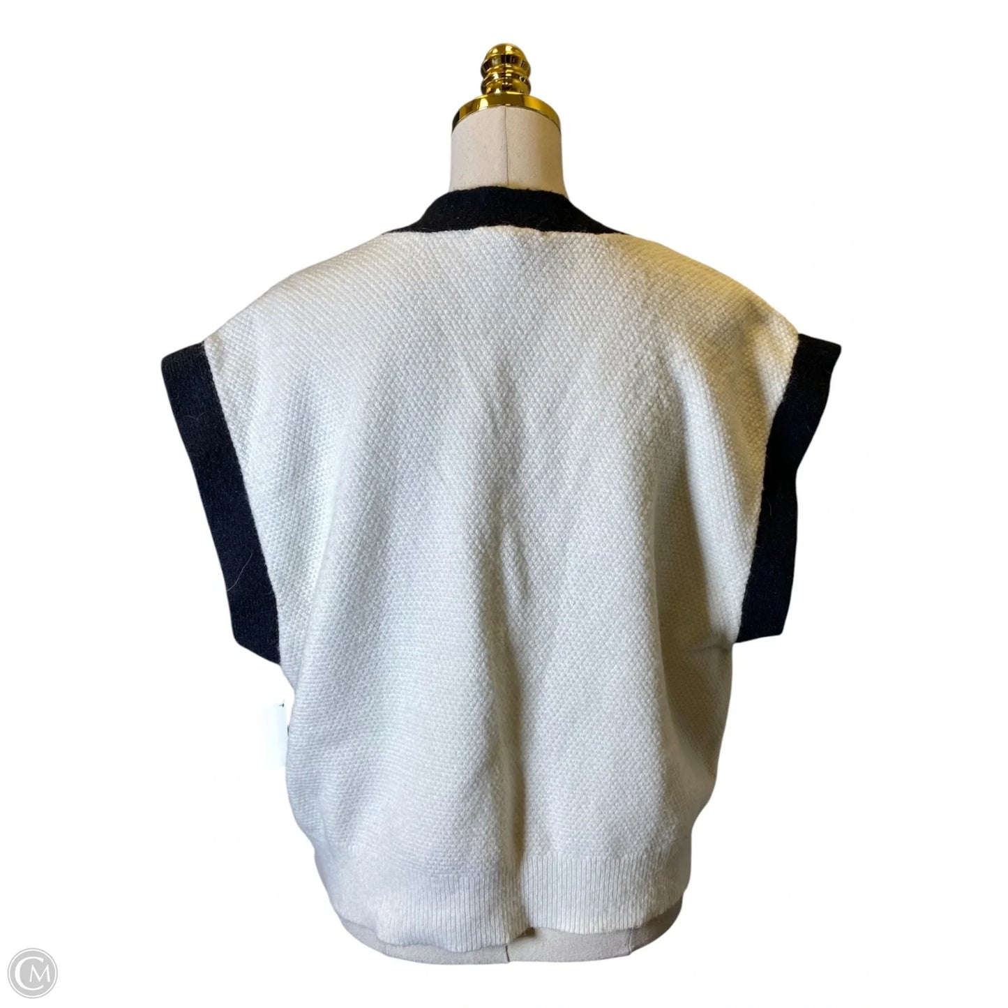 Vest Sweater By Ellen Tracy In Black & White, Size: L