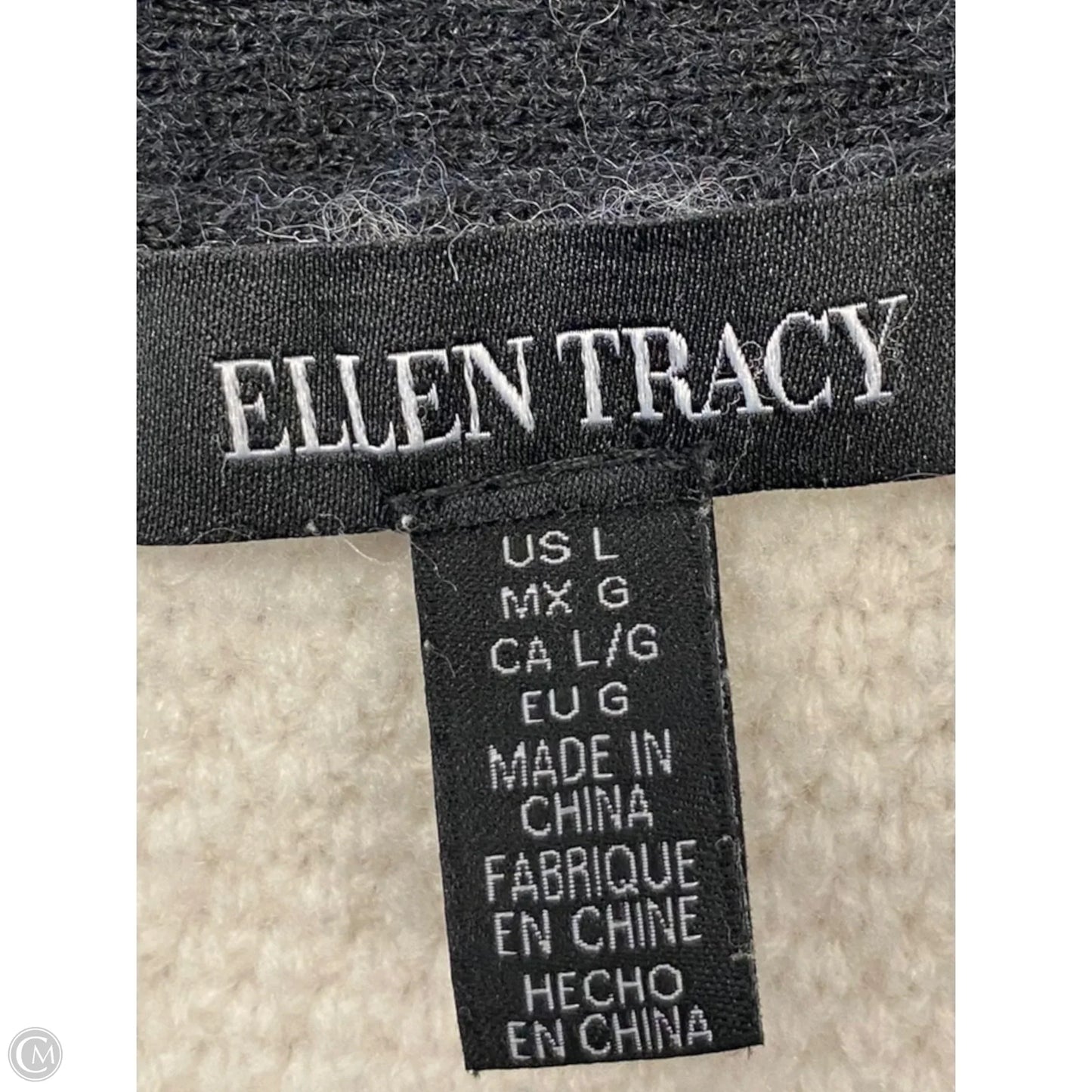Vest Sweater By Ellen Tracy In Black & White, Size: L