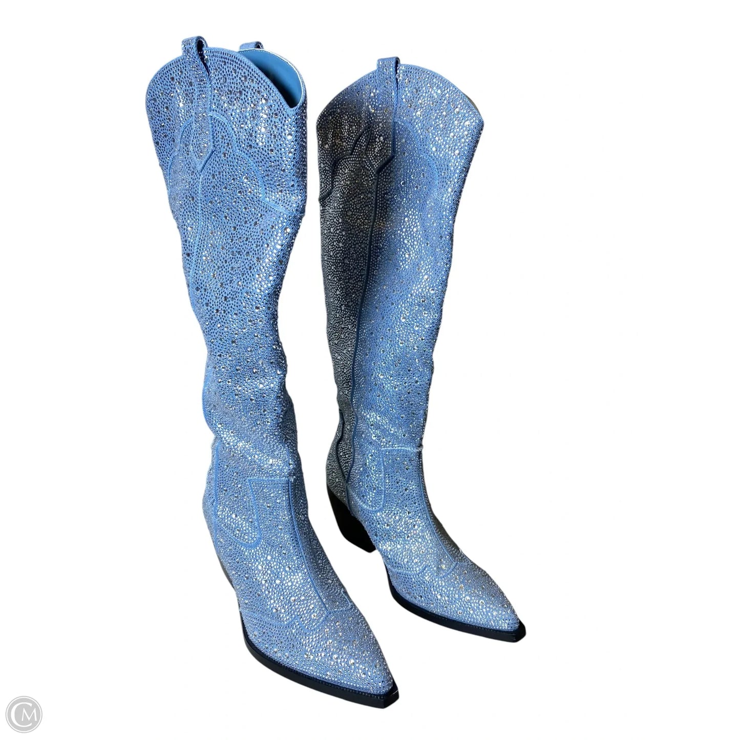 Boots Western By Clothes Mentor In Blue Denim, Size: 7.5