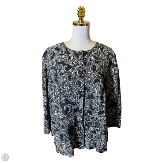 Top 3/4 Sleeve By Clothes Mentor In Black & White, Size: 1x