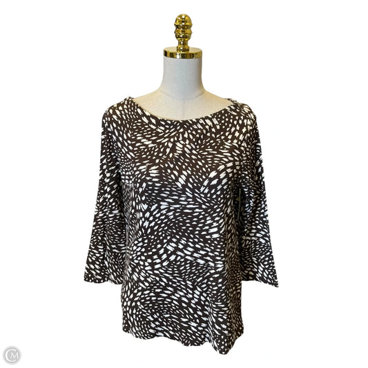 Top 3/4 Sleeve By Chicos In Brown & Cream, Size: M