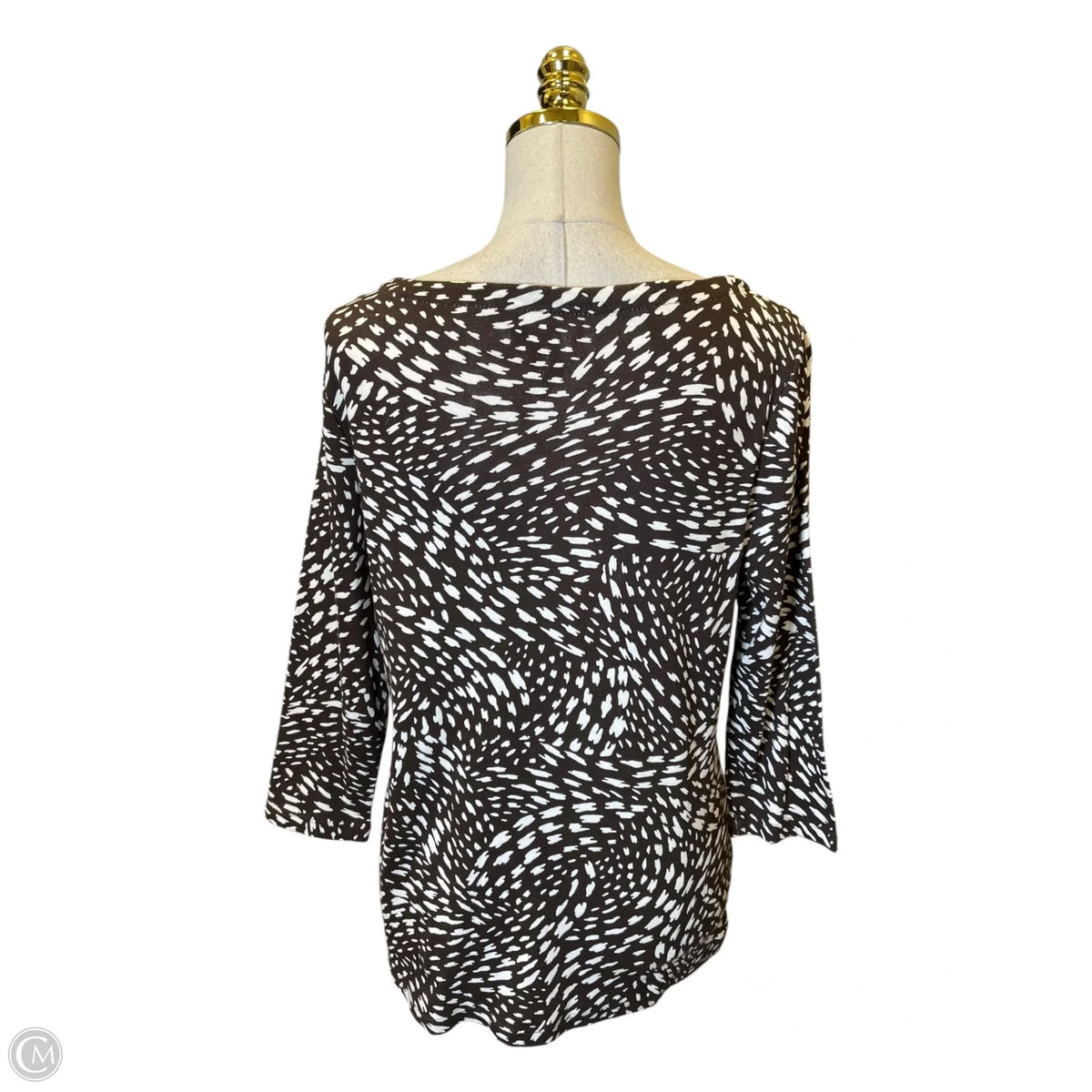 Top 3/4 Sleeve By Chicos In Brown & Cream, Size: M