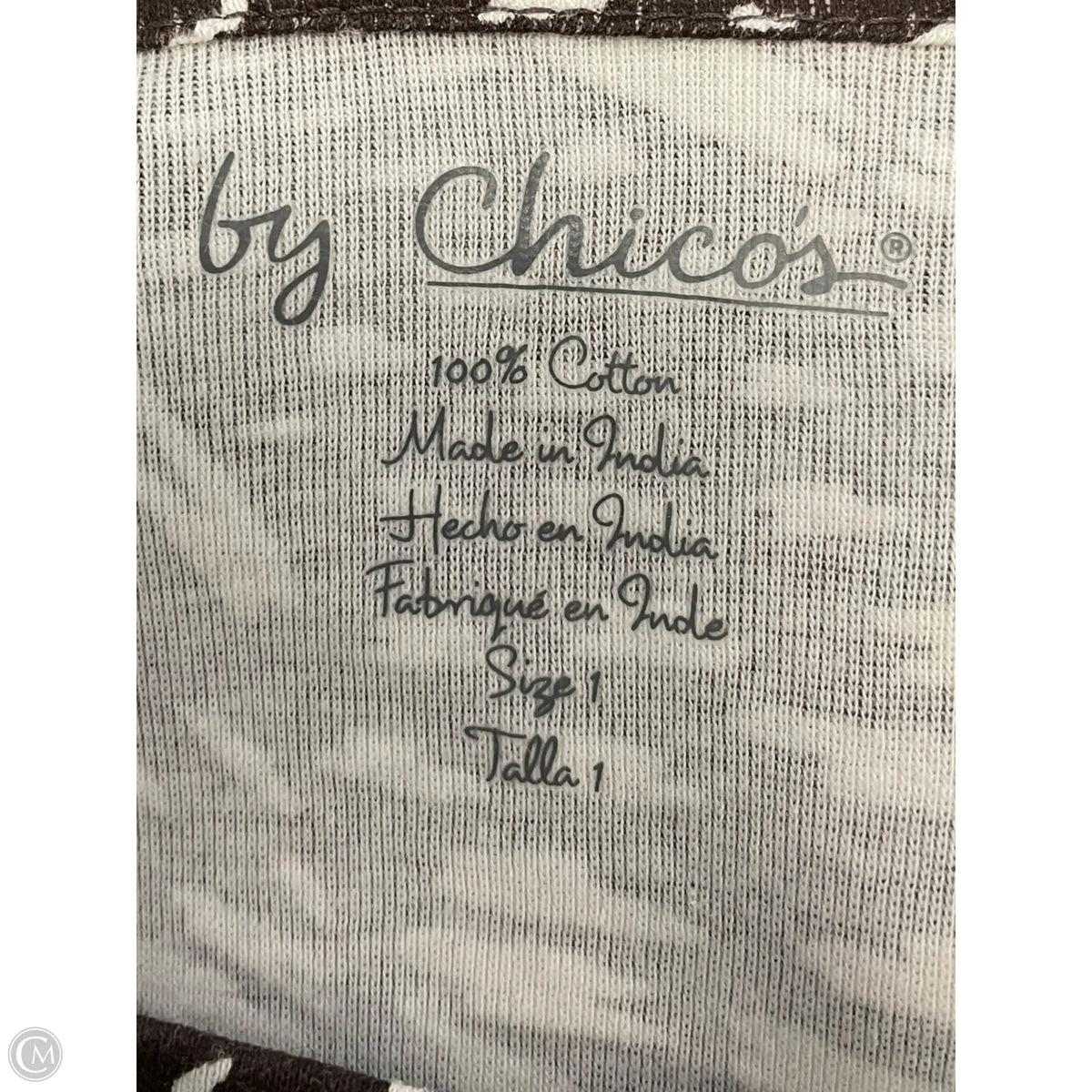 Top 3/4 Sleeve By Chicos In Brown & Cream, Size: M
