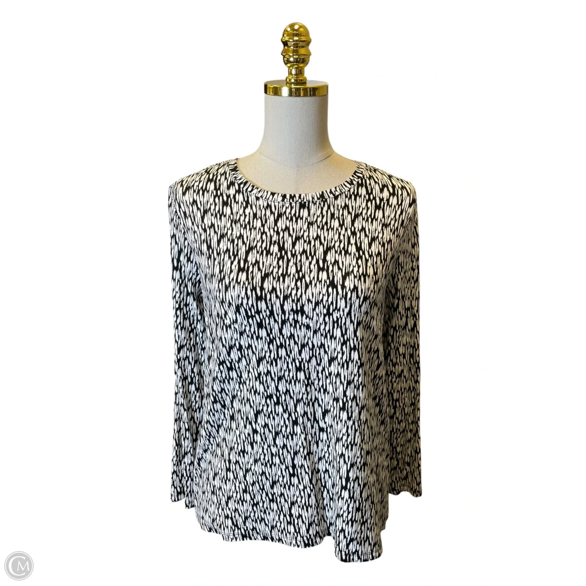 Top Long Sleeve By Chicos In Black & Cream, Size: M