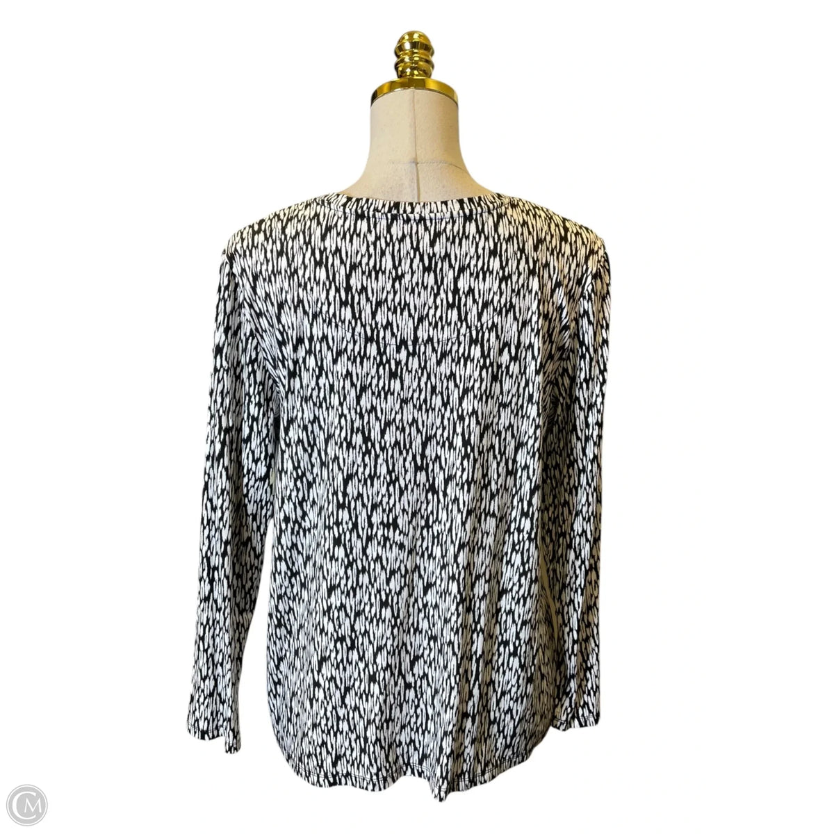 Top Long Sleeve By Chicos In Black & Cream, Size: M