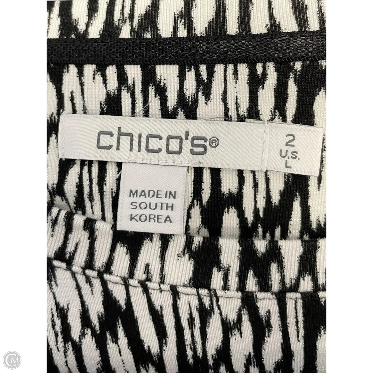 Top Long Sleeve By Chicos In Black & Cream, Size: M