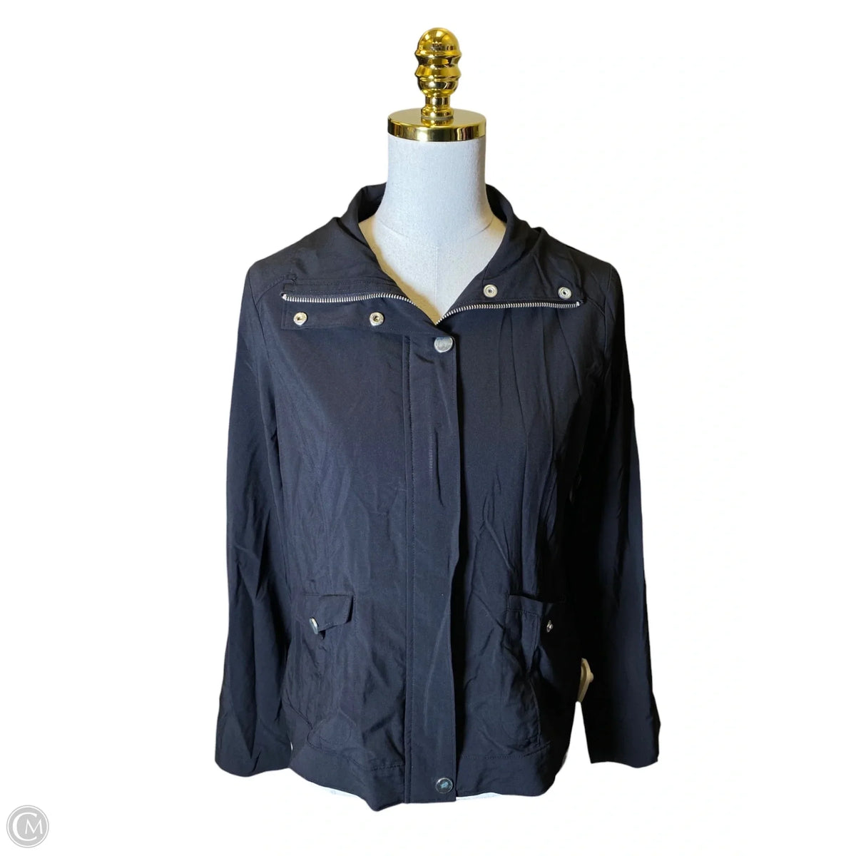 Jacket Windbreaker By Laura Ashley In Black, Size: Mp