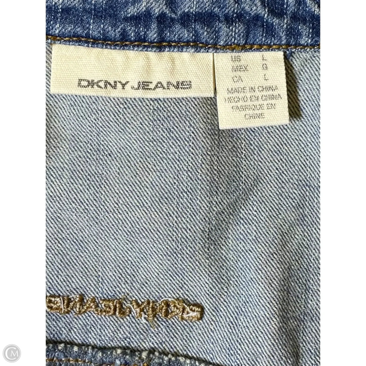 Jacket Denim By Dkny In Blue, Size: L