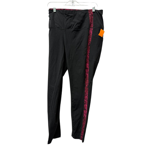 Athletic Leggings By Chicos In Black & Pink, Size:Xl