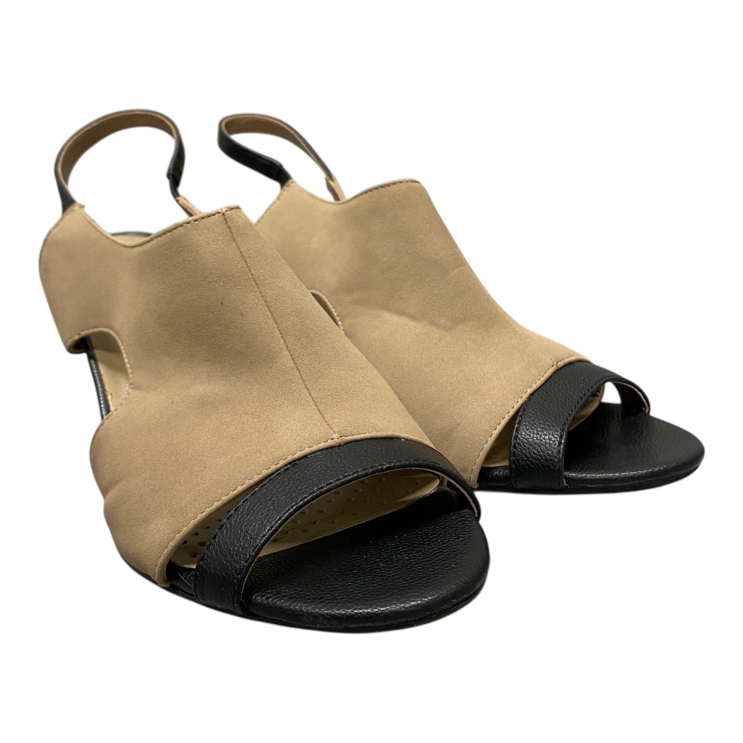 Sandals Heels Block By Life Style Fashions Inc In Black & Brown, Size:11