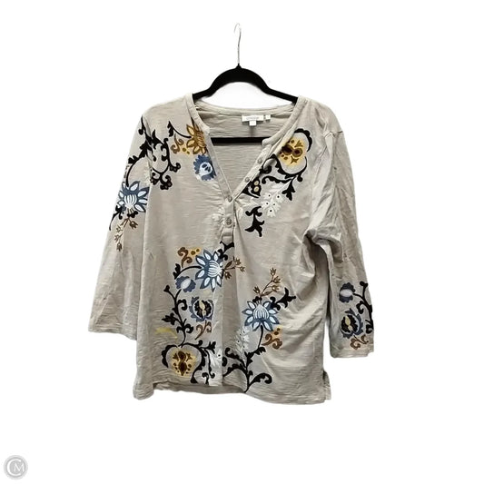 Top 3/4 Sleeve By Chicos In Beige, Size: L