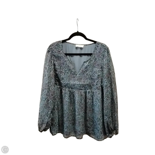 Blouse Long Sleeve By Lucky Brand In Paisley Print, Size: Xl