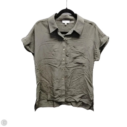 Blouse Short Sleeve By Calvin Klein In Green, Size: Xs