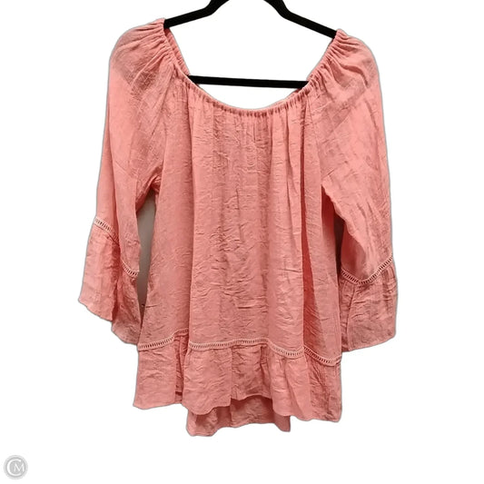 Blouse Long Sleeve By Clothes Mentor In Peach, Size: Xl