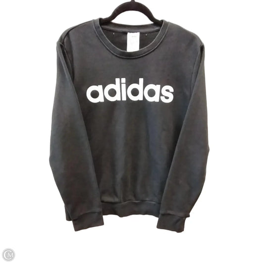 Athletic Sweatshirt Crewneck By Adidas In Black & White, Size: L