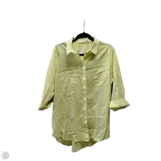 Blouse 3/4 Sleeve By Chicos In Yellow, Size: Xl