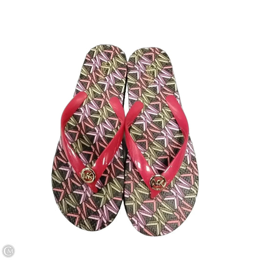 Sandals Flip Flops By Michael By Michael Kors In Red, Size: 10