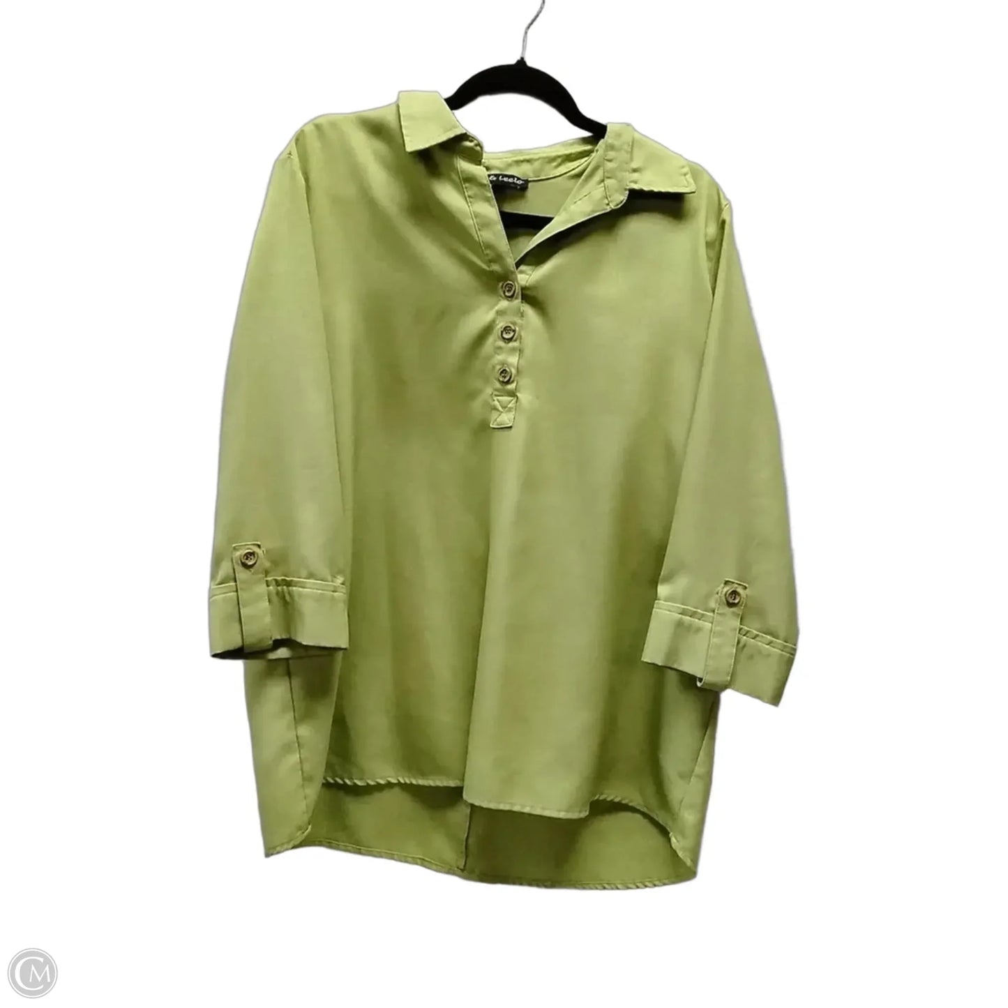 Blouse 3/4 Sleeve By Clothes Mentor In Green, Size: L