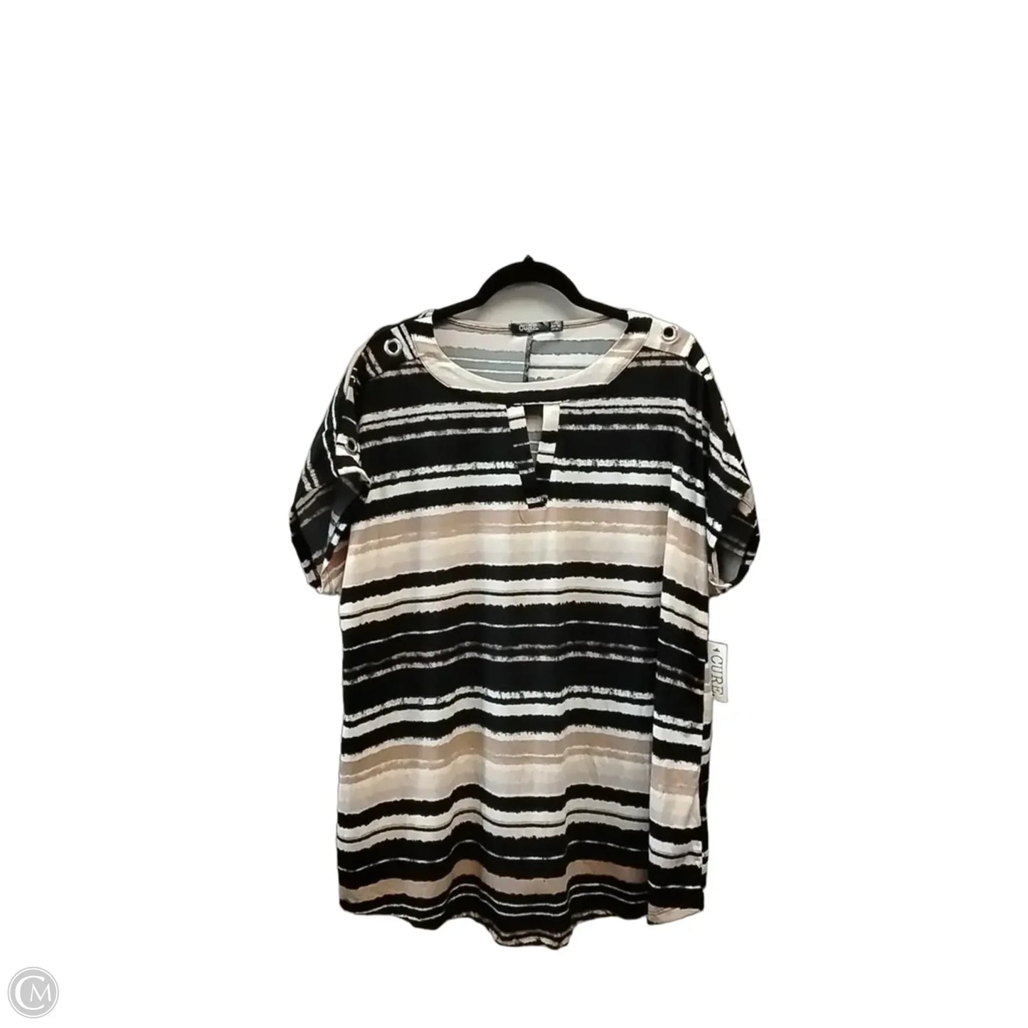 Blouse Short Sleeve By Cure In Striped Pattern, Size: 3x