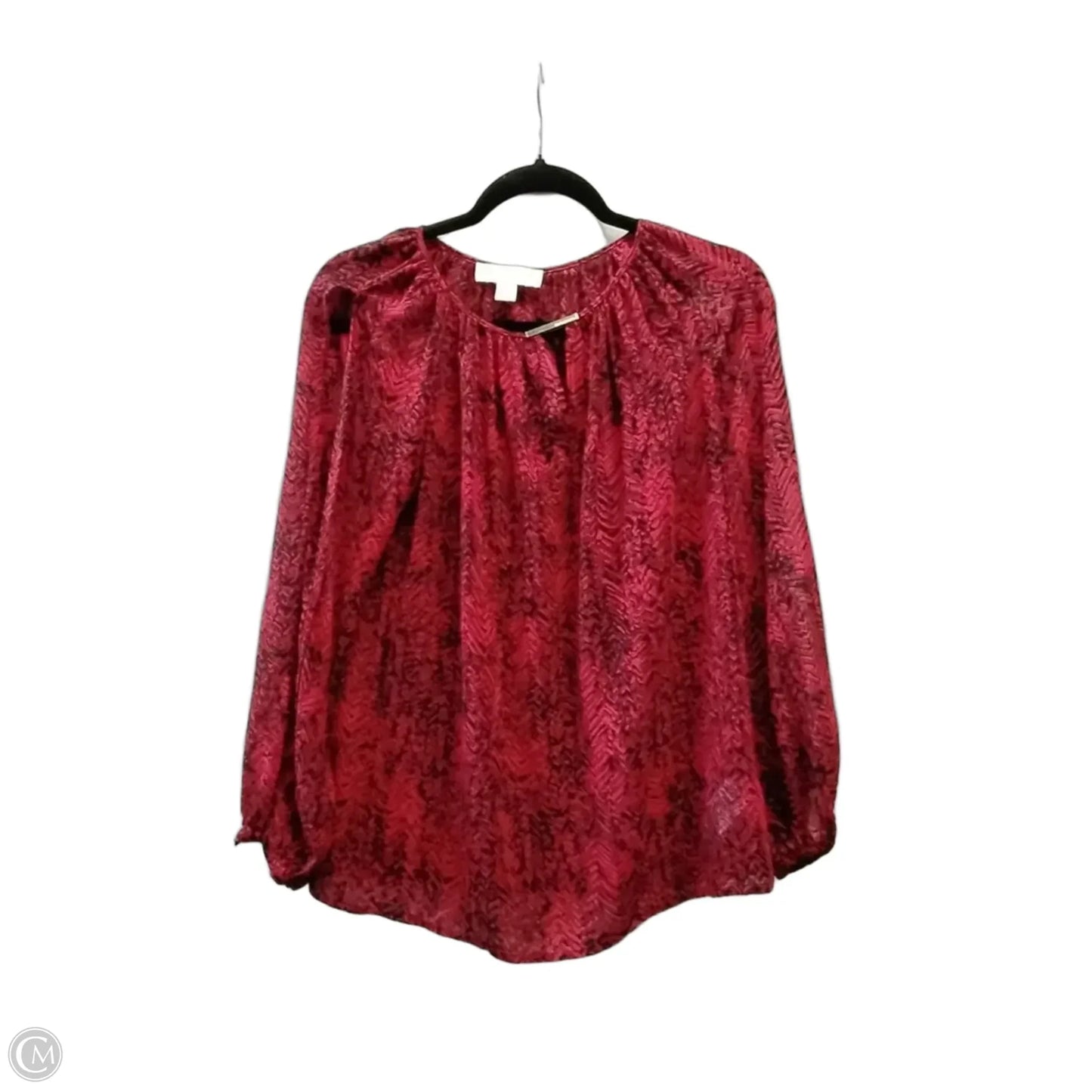 Blouse Long Sleeve By Michael By Michael Kors In Black & Red, Size: Xs