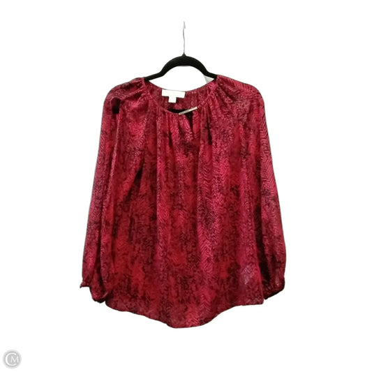 Blouse Long Sleeve By Michael By Michael Kors In Black & Red, Size: Xs