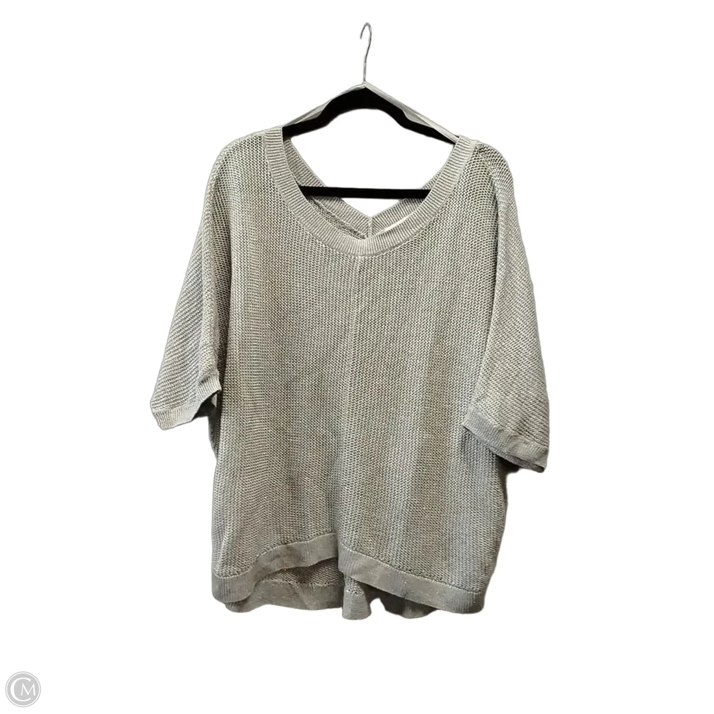Sweater Short Sleeve By Loft In Silver, Size: L