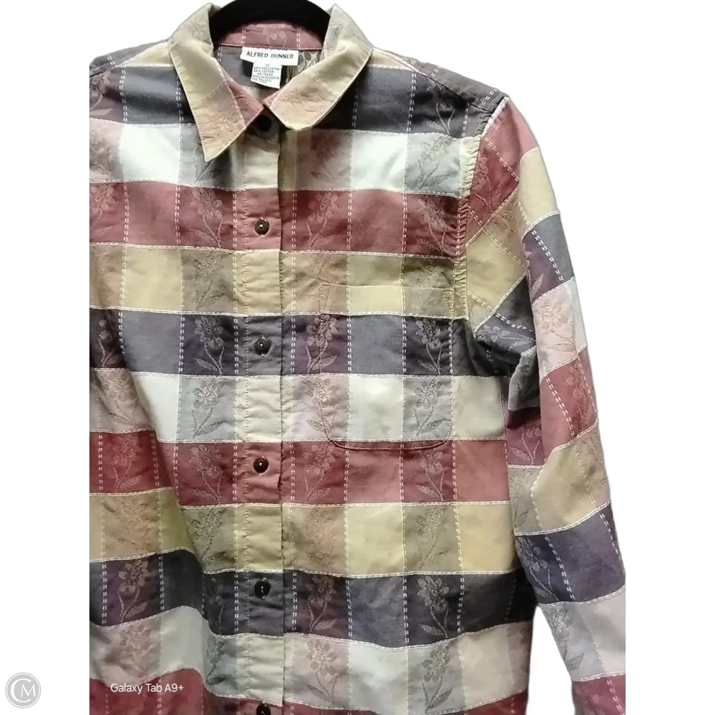 Blouse Long Sleeve By Alfred Dunner In Checkered Pattern, Size: L